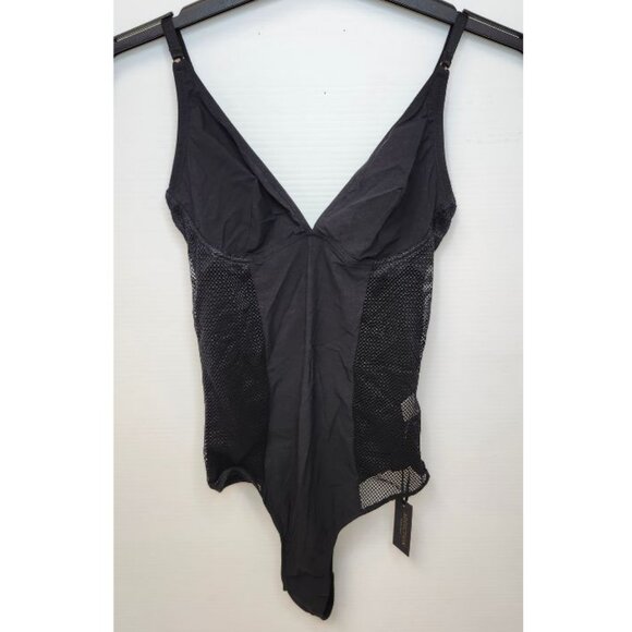 Addiction Women's Black Nylon/Elastane Bodysuit W/Lace-Up Detailing Size S & M - Picture 2 of 2